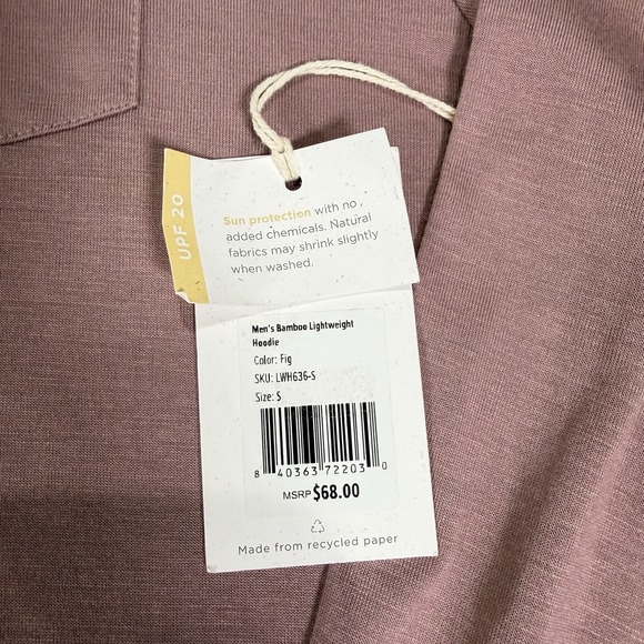 NWT Free Fly Bamboo Fig Purple Lightweight Long Sleeve Hoodie Mens Small - Picture 4 of 6
